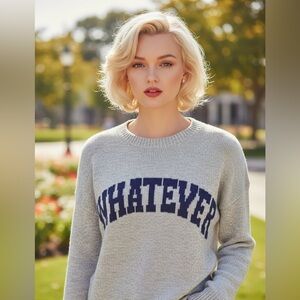 NWT Gray 'Whatever' Sweater- Oversized. Medium
